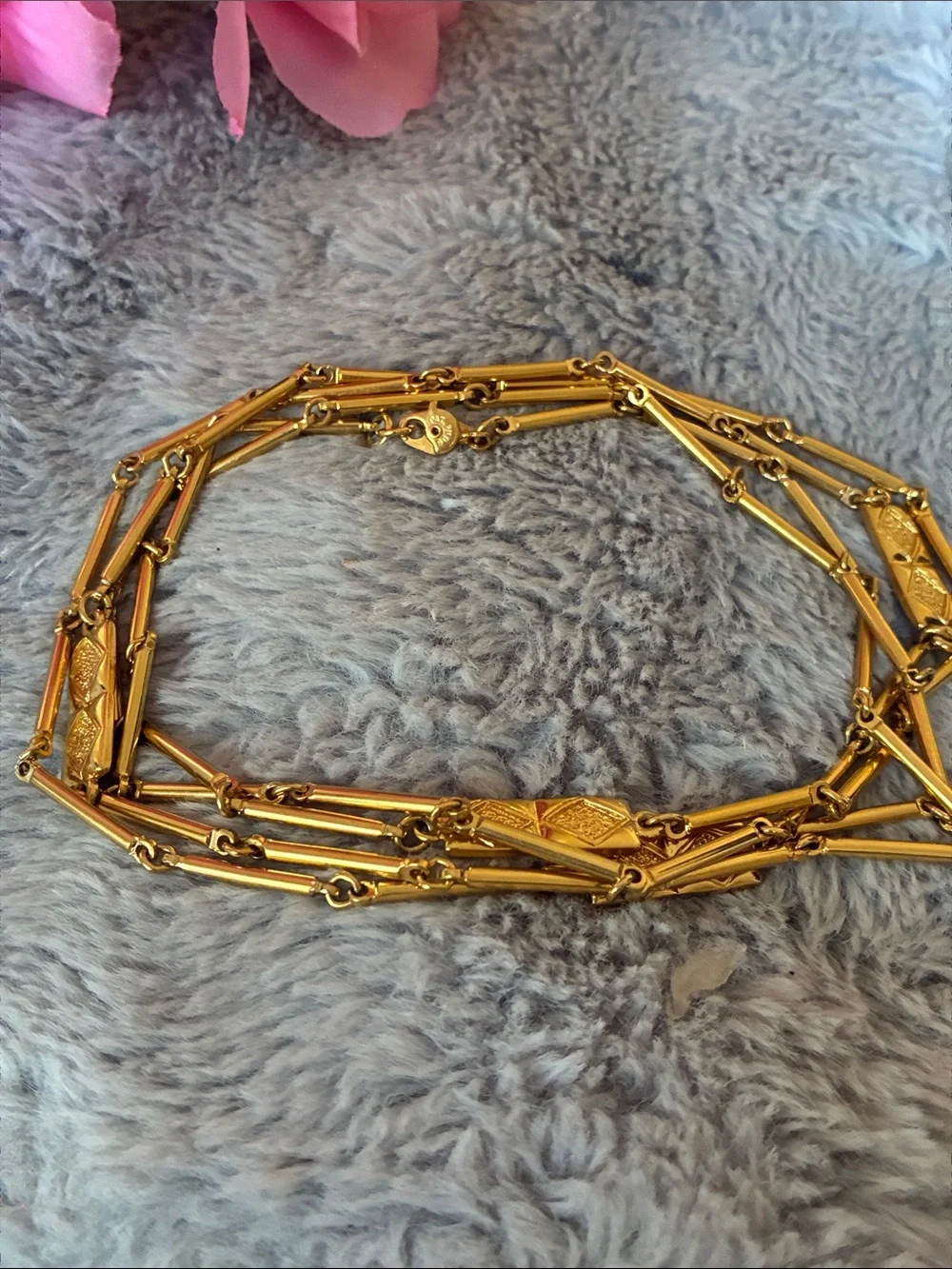Monet Gold-Tone Double Strand Link Necklace with Textured Bars